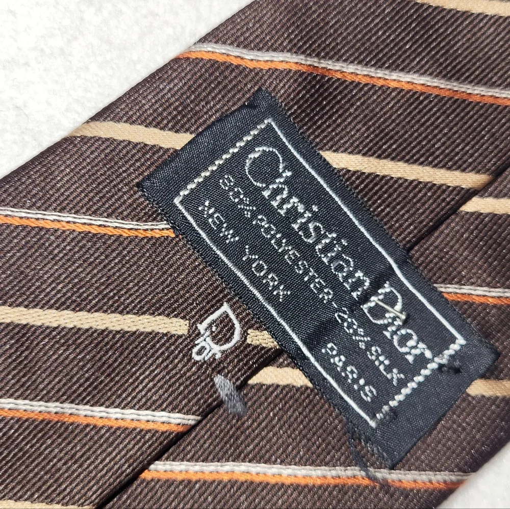 Christian Dior‎ Poly Silk Blend Tie Stripes